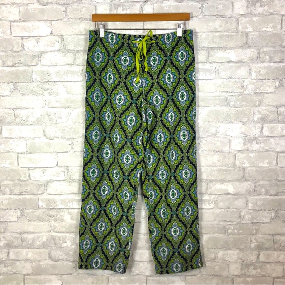 Vera Bradley Pajama Pants Small Cotton Corduroy Print green black white blue - Picture 11 of 11